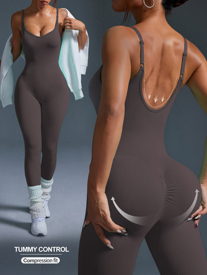 SnatchBack Ribbed Sculpt Jumpsuit – Bullish Seamless Edition