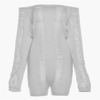 Off-Shoulder Knit Slim-Fit Jumpsuit – Flirty, Chic & Curve-Hugging