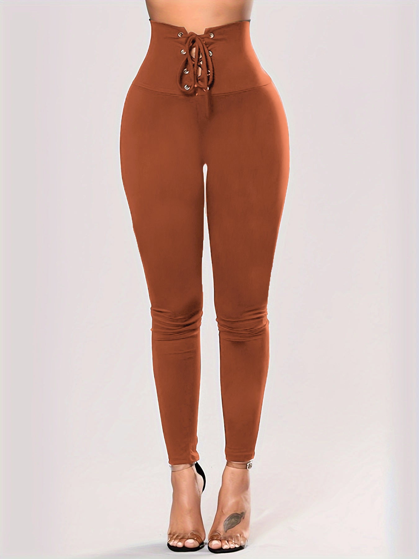 High Waist Lace-Up Sculpting Leggings – Slim Fit, Curve-Enhancing