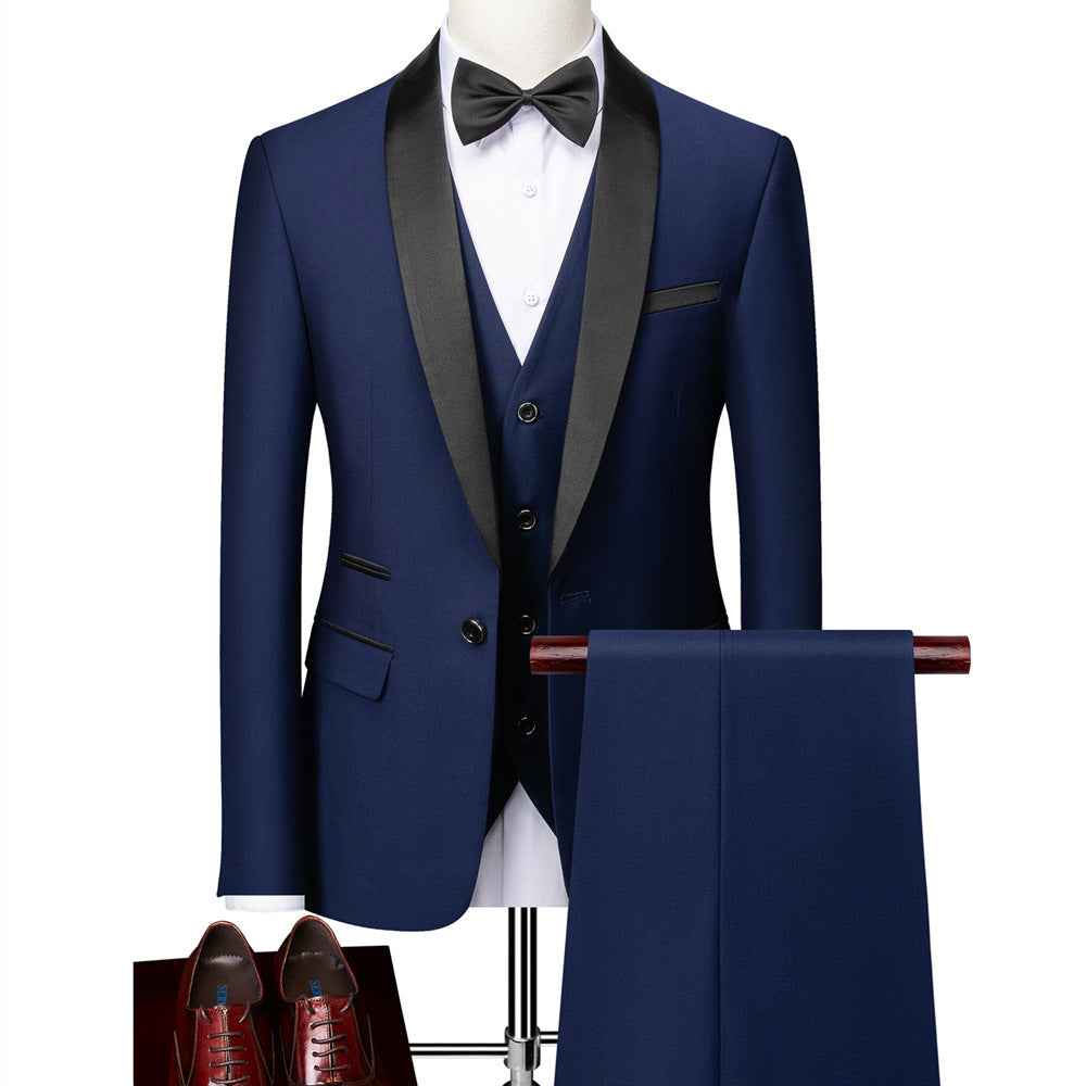 Men's Business Casual 3-Piece Suit – Slim Fit Wedding & Groom Tuxedo Set