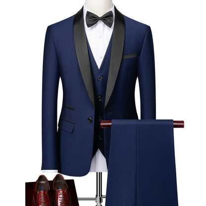 Men's Business Casual 3-Piece Suit – Slim Fit Wedding & Groom Tuxedo Set