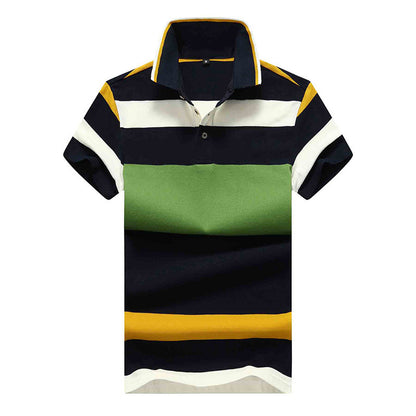 Men's Fitted Cotton Polo Shirt – Short Sleeve Summer T-Shirt with Contrast Collar
