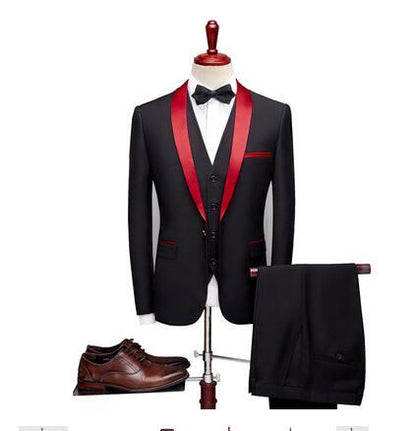 Men’s 3-Piece Slim Fit Suit – Formal & Casual Cotton Blend Set (Blazer + Vest + Pants)