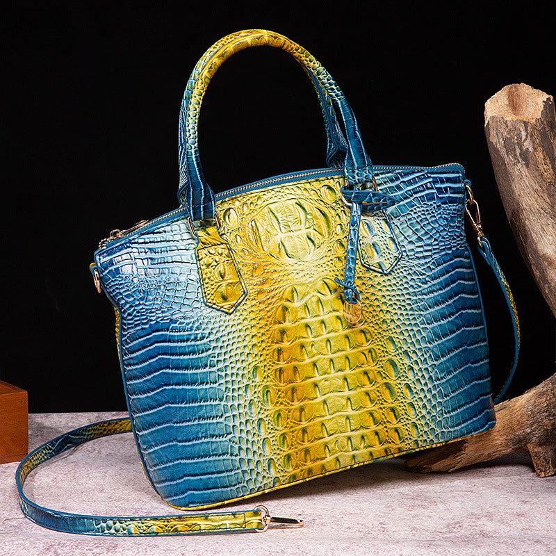 👜 Bold Luxe: Crocodile-Embossed Gradient Handbag with Convertible Strap