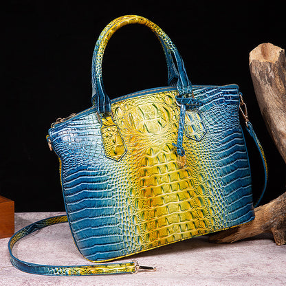 👜 Bold Luxe: Crocodile-Embossed Gradient Handbag with Convertible Strap