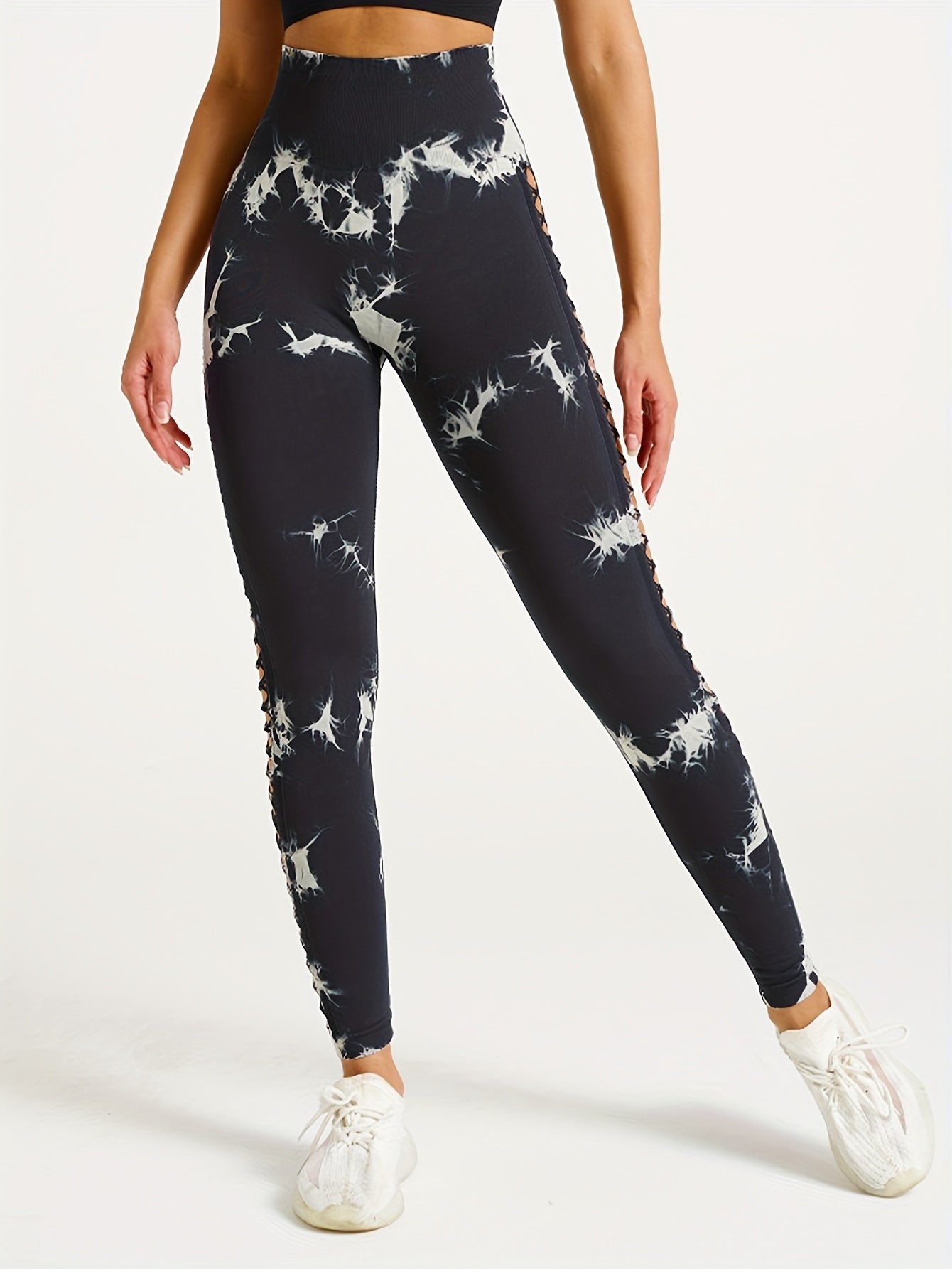 5 Pack Tie-Dye Cutout Booty-Lifting Yoga Leggings – High Waist Tummy Control