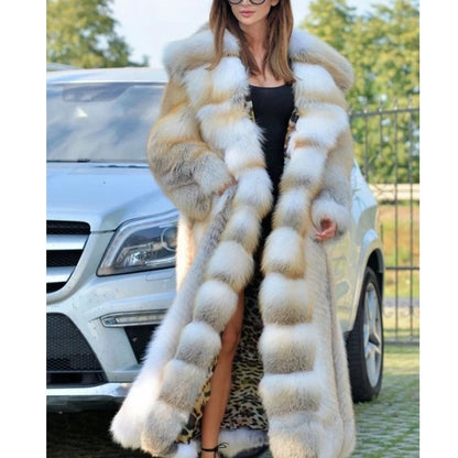 Luxury Hooded Mid-Length European Faux Fur Coat – White Winter Glam