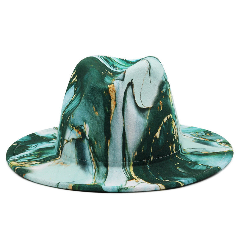 Unisex Digital Print Woolen Top Hat – Retro Conical Crown Fedora for Fashion & Travel (Multiple Colors)