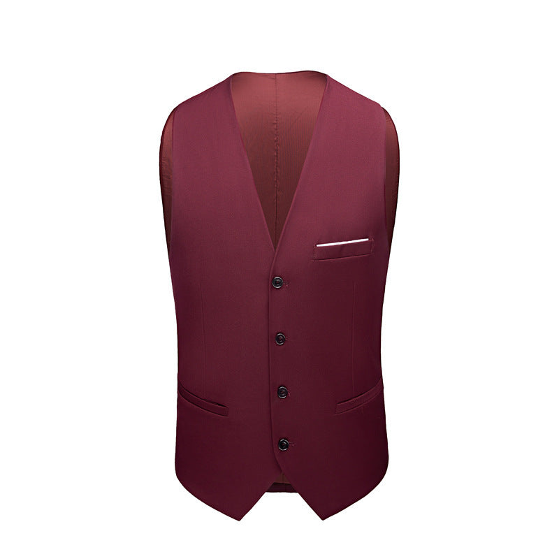 Men’s 3-Piece Slim Fit Suit – Formal & Casual Cotton Blend Set (Blazer + Vest + Pants)