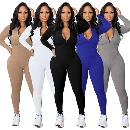 Zip & Grip Ribbed Jumpsuit – Bullish Athleisure Bodycon Classic