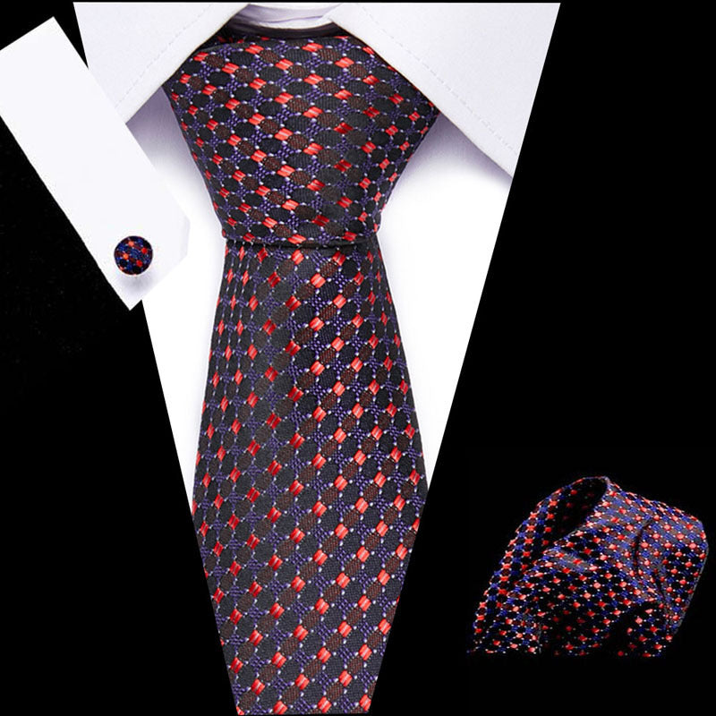 👔 Men’s Formal Business Tie Set – Tie, Pocket Square & Cufflinks