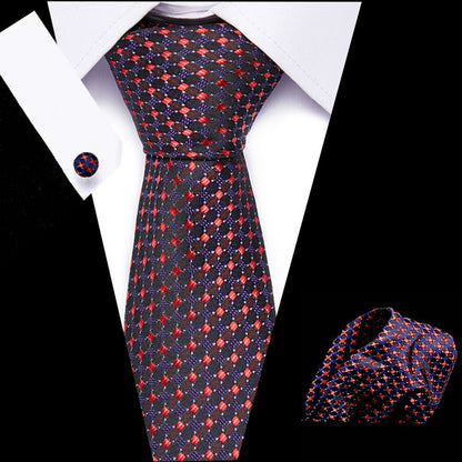 👔 Men’s Formal Business Tie Set – Tie, Pocket Square & Cufflinks