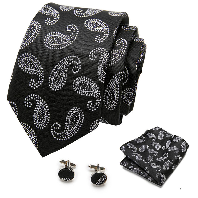 👔 Men’s Formal Business Tie Set – Tie, Pocket Square & Cufflinks