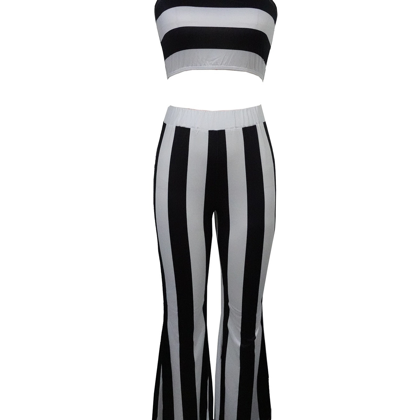 Striped Camisole & Flared Pants Set – 2-Piece Slim Fit Summer Look