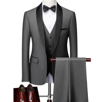 Men's Business Casual 3-Piece Suit – Slim Fit Wedding & Groom Tuxedo Set