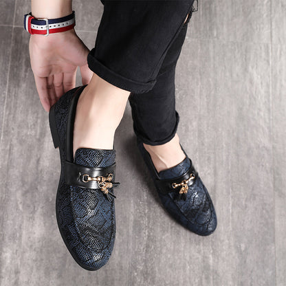 Fringed Men’s Tassel Loafers – Pointed Toe Peas Shoes with High Heel