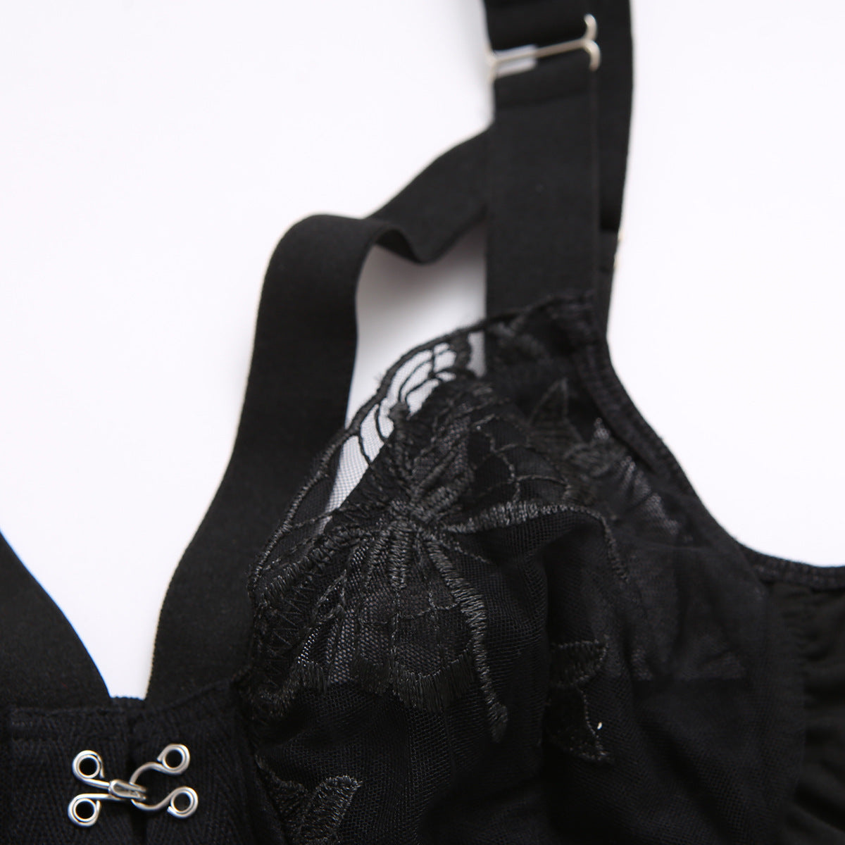 Black Lace Mesh Ruffle Tutu Bodysuit – Sheer Strappy Corset Lingerie