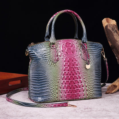 👜 Bold Luxe: Crocodile-Embossed Gradient Handbag with Convertible Strap