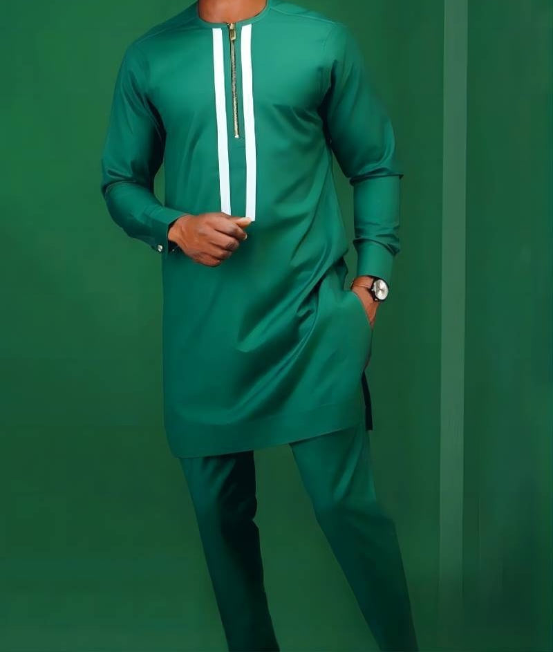 Men's African 2-Piece Cotton Suit – Digital Top & Matching Trousers