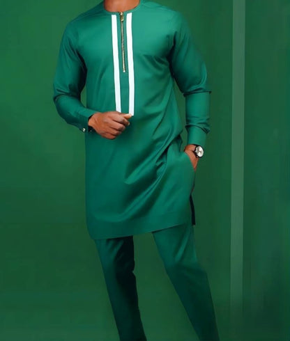 Men's African 2-Piece Cotton Suit – Digital Top & Matching Trousers