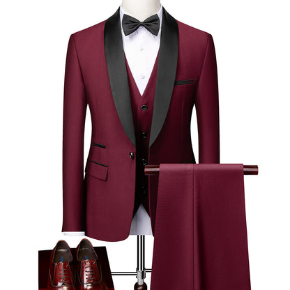 Men's Business Casual 3-Piece Suit – Slim Fit Wedding & Groom Tuxedo Set