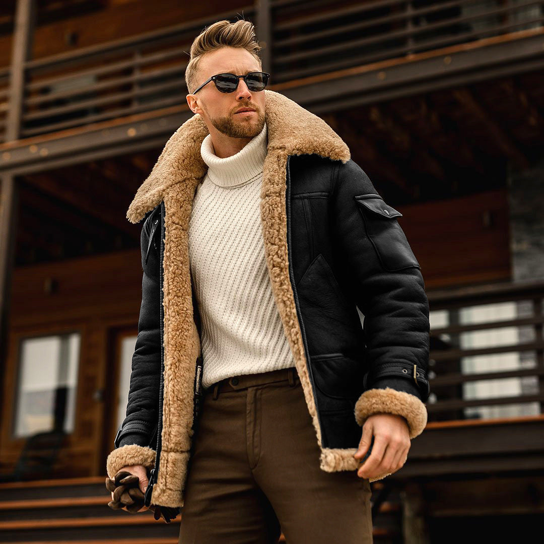 🧊 Winter Men’s Military Fleece Warm Jacket — Fur Collar Tactical Coat