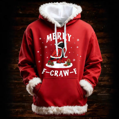 Women’s Christmas Santa Hoodie With Faux Fur Trim and Winter Print