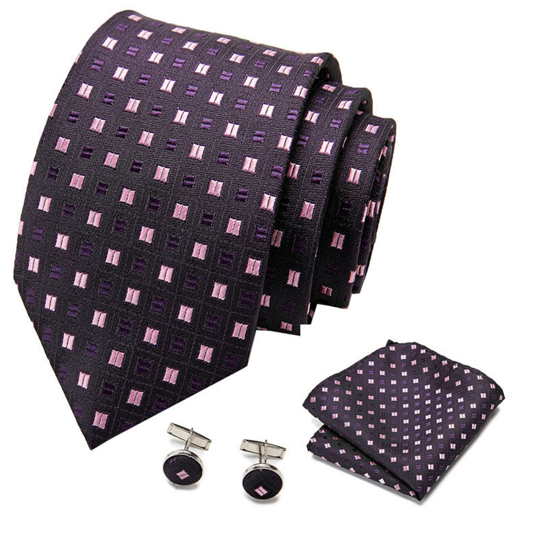 👔 Men’s Formal Business Tie Set – Tie, Pocket Square & Cufflinks