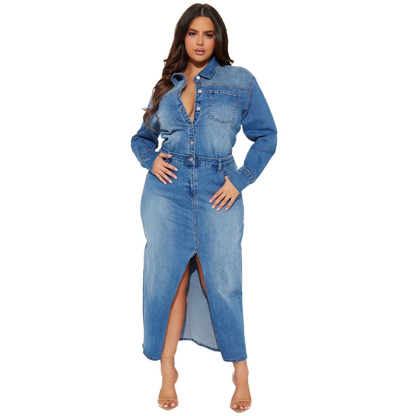 High Waist Denim Cowgirl Cloak Dress – Western Fringe Cape Skirt Style