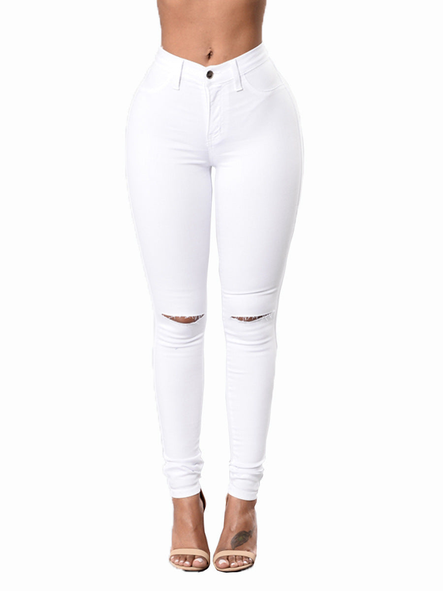 Sculpted Impact Ripped High-Waist Skinny Jeans – Black & White Editions