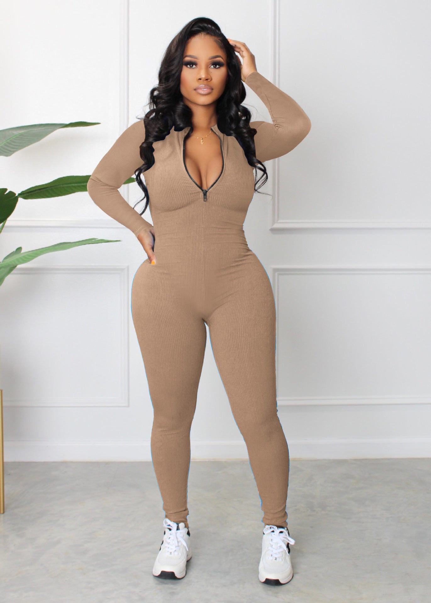 Zip & Grip Ribbed Jumpsuit – Bullish Athleisure Bodycon Classic