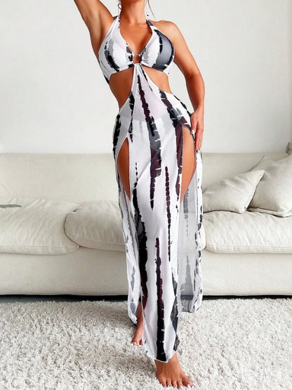 Chic Waves 3-Piece Bikini Swimsuit Set – Quick-Dry, Printed Design