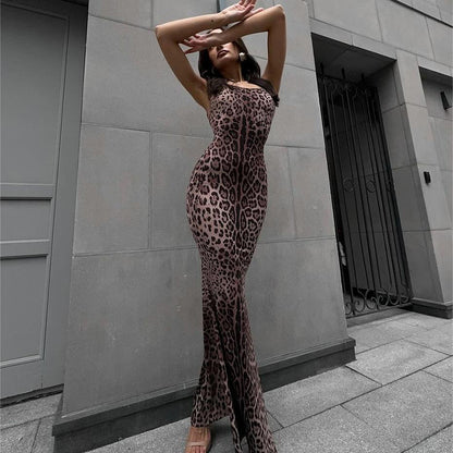 Sexy Leopard Print Backless Sling Maxi Dress – Bullish Boutique