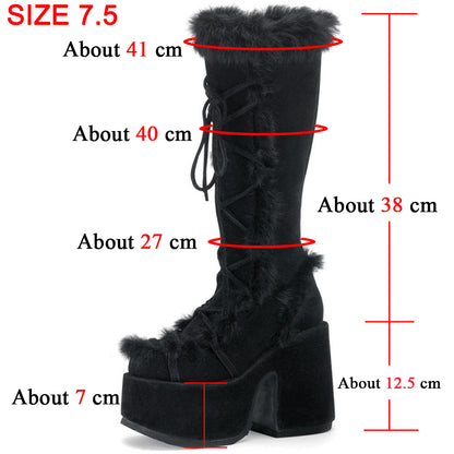🔥 New Women’s Fashion Thick-Bottom Fur High-Heeled Boots