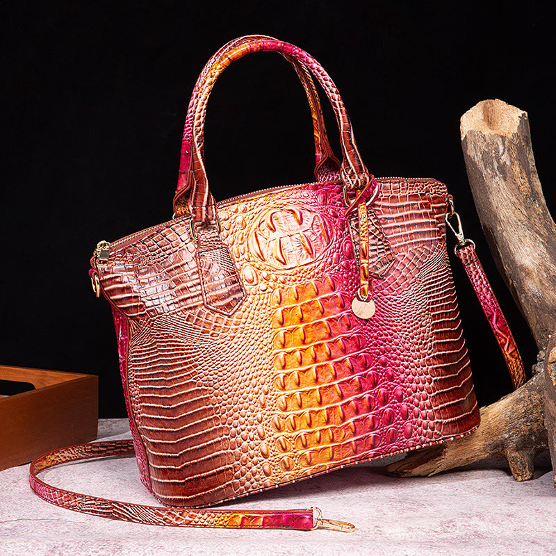 👜 Bold Luxe: Crocodile-Embossed Gradient Handbag with Convertible Strap