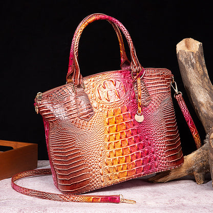 👜 Bold Luxe: Crocodile-Embossed Gradient Handbag with Convertible Strap