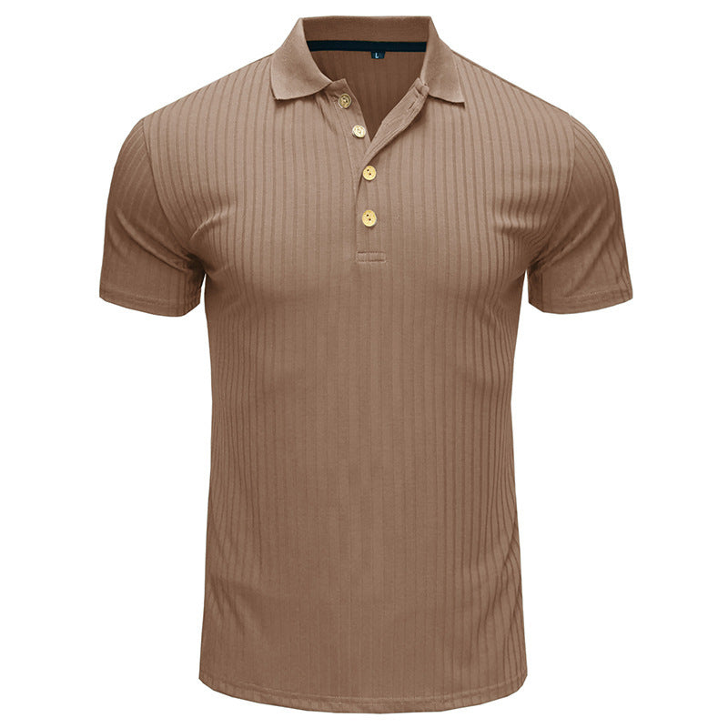 Men’s Solid Color Lapel Polo Shirt – Short Sleeve Loose Fit Cotton Blend T-Shirt
