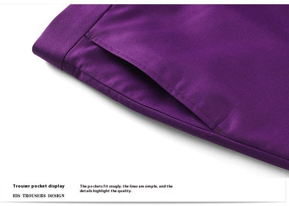 Men's Three-Piece Solid Color Slim Fit Suit – Wedding, Banquet & Evening Wear