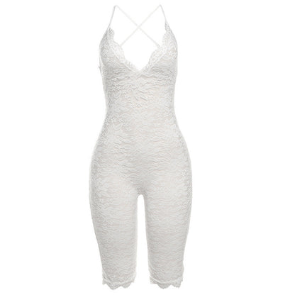 Lace See-Through High Waist Bodysuit – Sleeveless Slim Fit One-Piece