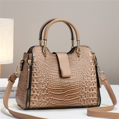 Women’s Crocodile Pattern Leather Tote – Elegant Handbag & Shoulder Messenger Bag