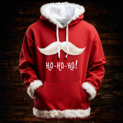 Women’s Christmas Santa Hoodie With Faux Fur Trim and Winter Print