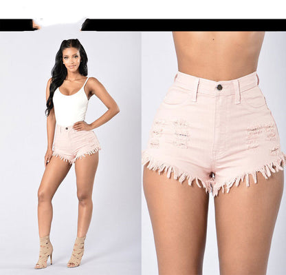 Stretch Frayed High-Waist Denim Shorts – Sexy Wide-Leg Hot Pants