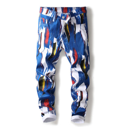 👖 Sokotoo Men’s 3D Pattern Skinny Jeans – Printed Slim Fit Denim