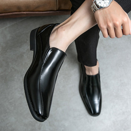 Men’s Pointed Patent Leather Slip-On Dress Shoes – Waterproof & Breathable
