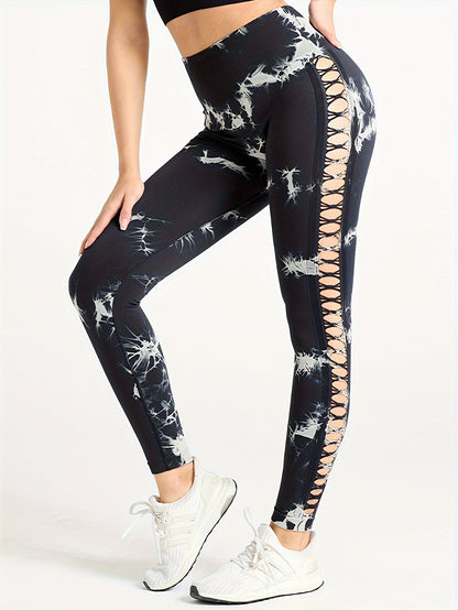 5 Pack Tie-Dye Cutout Booty-Lifting Yoga Leggings – High Waist Tummy Control