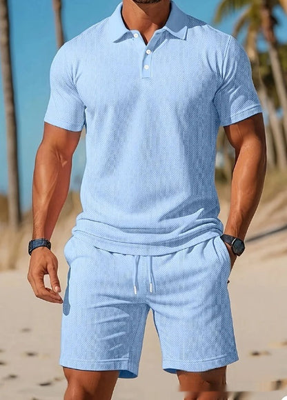 👕 Men's Loose Fit Polo Shirt & Shorts 2-Piece Set – Summer Streetwear Outfit with Premium Polyester Fabric