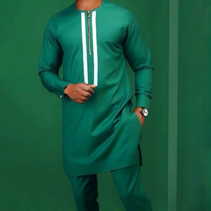 Men's African 2-Piece Cotton Suit – Digital Top & Matching Trousers