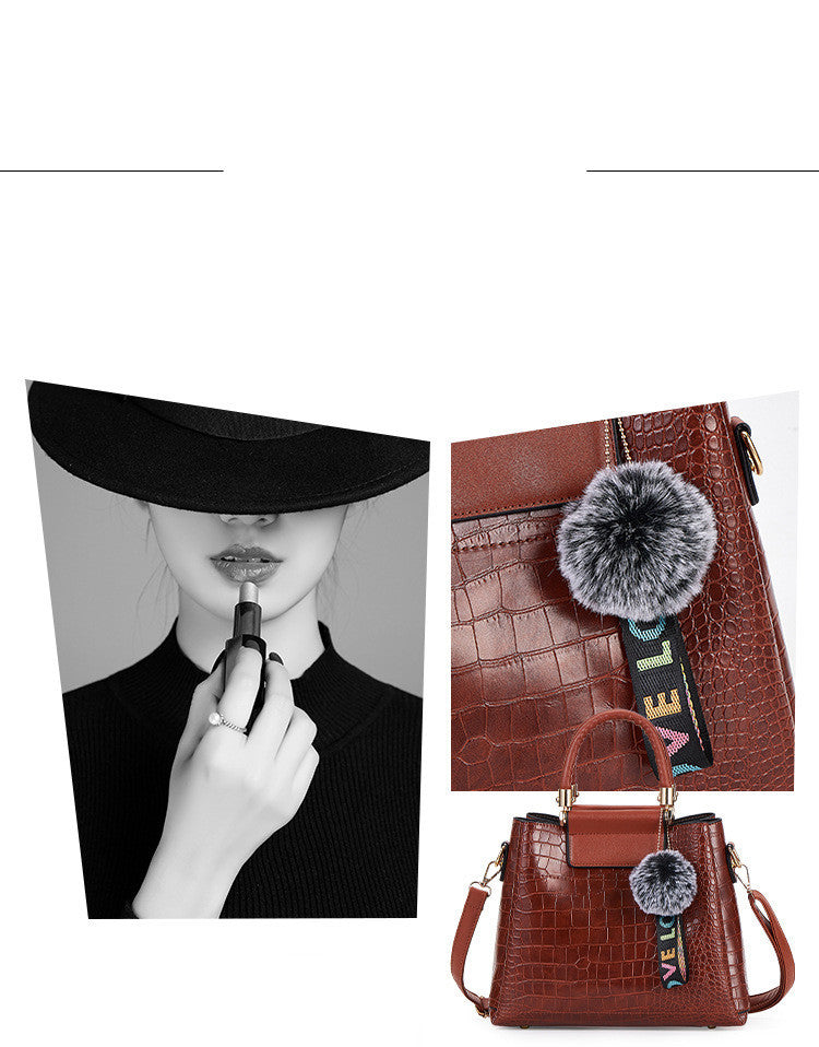 Crocodile Pattern 4-Piece Luxury Mother Tote & Shoulder Bag Set