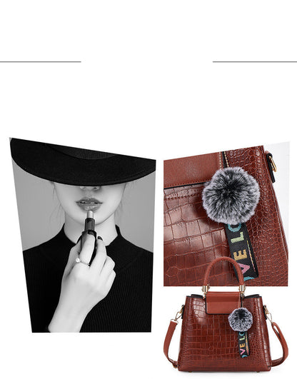 Crocodile Pattern 4-Piece Luxury Mother Tote & Shoulder Bag Set