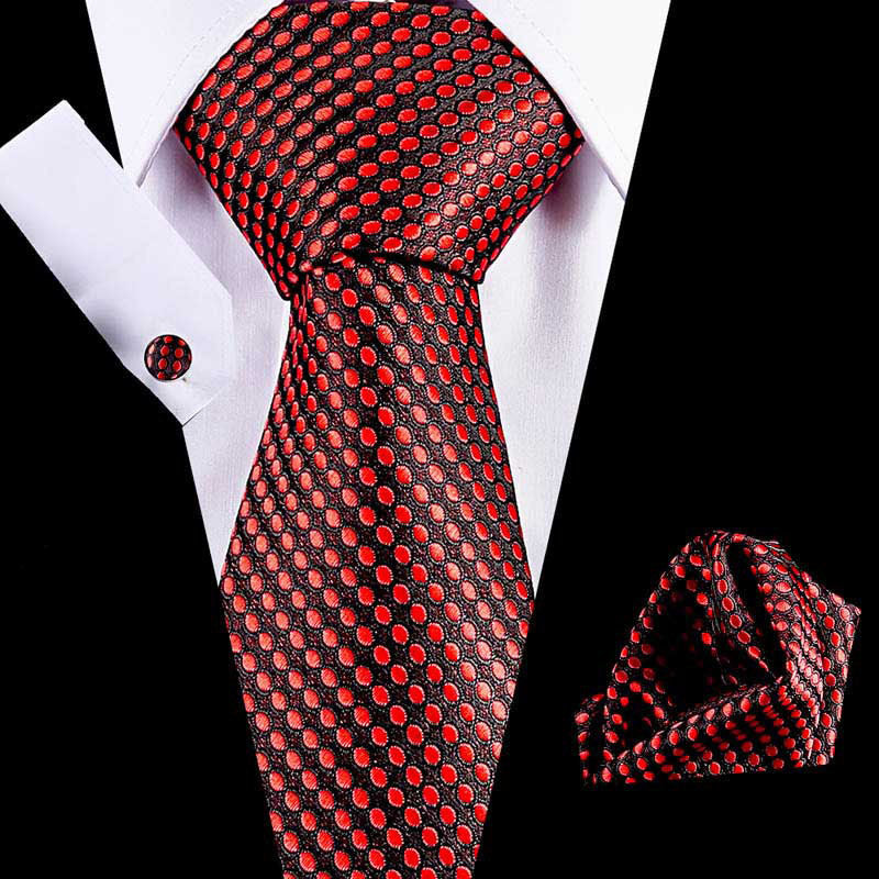 👔 Men’s Formal Business Tie Set – Tie, Pocket Square & Cufflinks